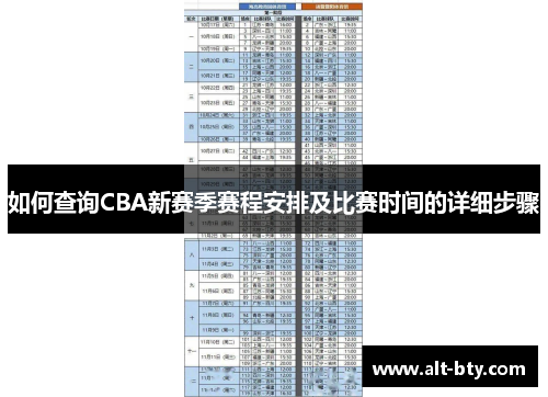 如何查询CBA新赛季赛程安排及比赛时间的详细步骤